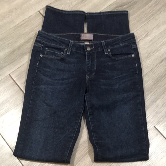 Paige DarkWash Skinny Straight Long Inseam Low Rise Jeans size 27 - Picture 3 of 10